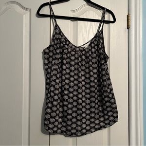 H&M black with white flowers spaghetti strap tank top size L